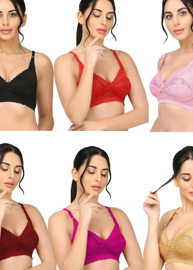 Girls Full Coverage Non-Padded Net Bra (Pack of 2)