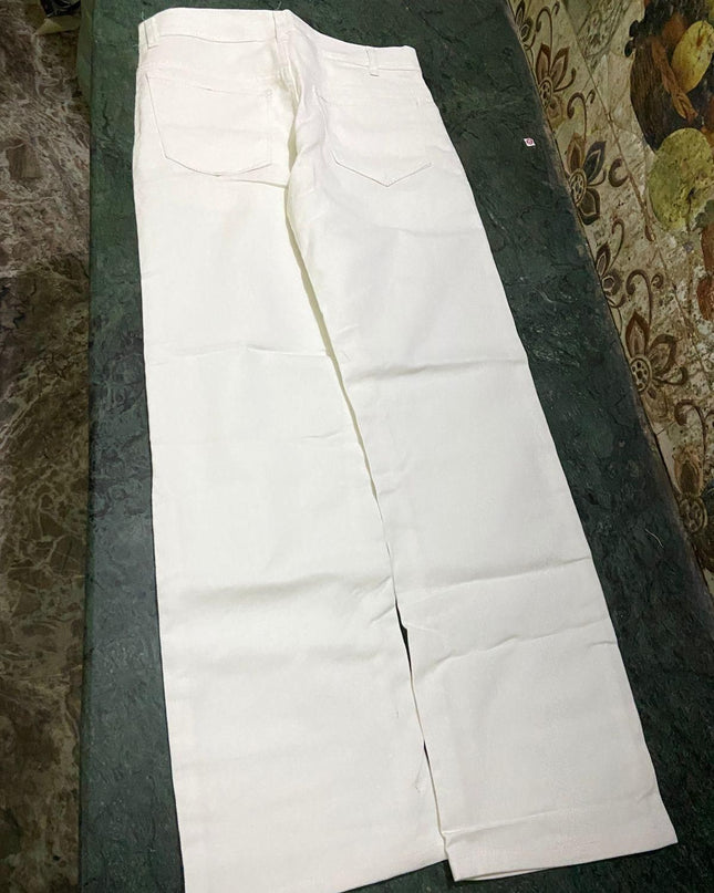 Men's Loose Fit Mid Rise White Jeans