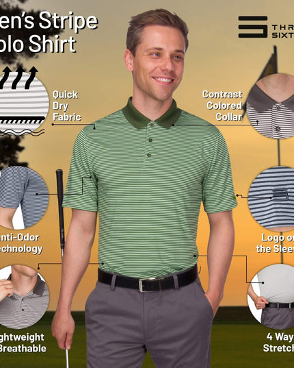 Quick Dry Golf Shirts for Men - Moisture Wicking Short-Sleeve Casual Polo Shirt