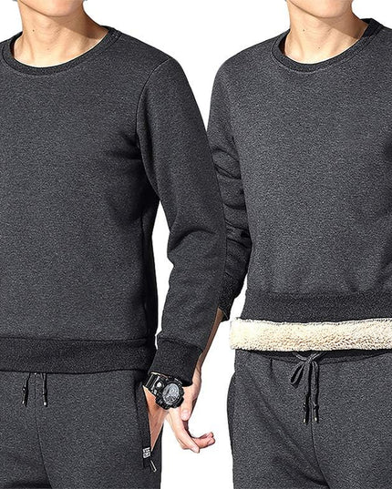 Men'S Fleece Sweatshirts Warm Sherpa Lined Heavy Thicken Underwear Winter Crewneck Pullover Tops Shirts