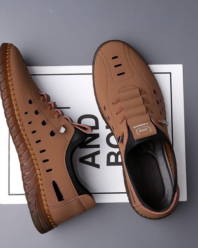 Men's Stylish Laser Cut Tan Casual Shoes