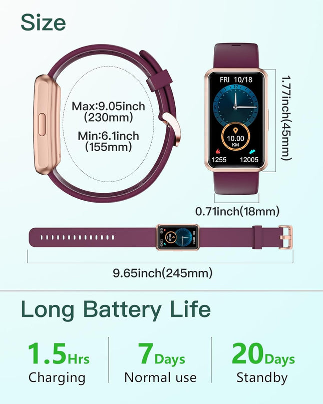 Fitness Tracker No Bluetooth No APP No Phone Needed, Fitness Watch for Men Women Parents IP68 Waterproof with Full Touch Screen Steps Calories Counter Sleep Tracker Alarm Clocks (Purple)