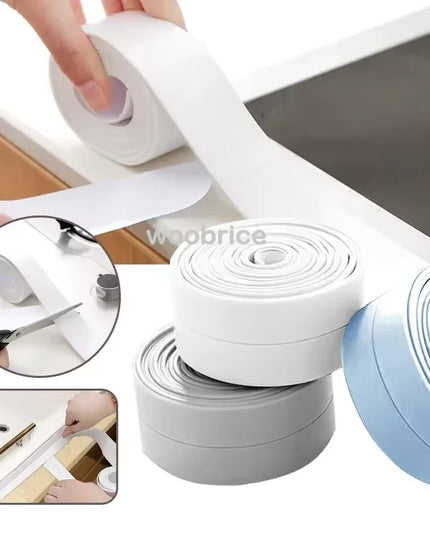 1 Roll PVC Sealing Strip Tape for Bathroom Bath Toilet Kitchen Caulk Tape Self Adhesive Waterproof Wall Sticker Mold Proof Tapes
