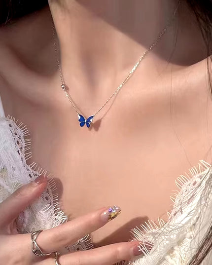 Mood Necklaces Butterfly Pendant Necklace Temperature Control Color Change Necklace Stainless Steel Chain Jewellery Women