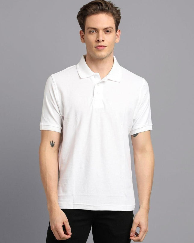 Matte Solid Half Sleeves Men's Polo T-Shirt