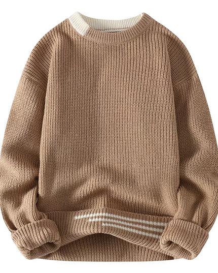 New Autumn Winter Korean Knit Pullovers Men Fashion Knitted Sweater Mens O-Neck Patchwork Casual Knitwear Slim Pullover Sweaters