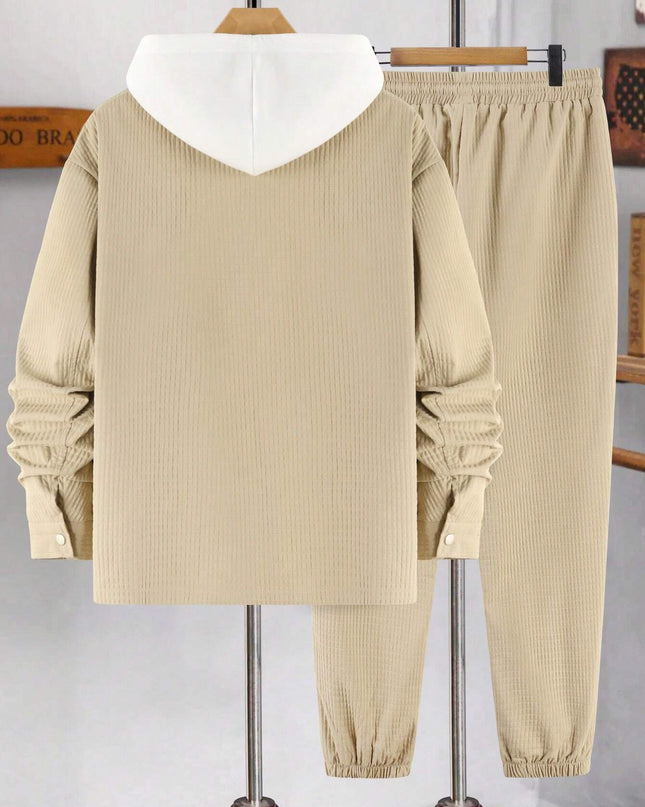 Manfinity Homme Men Flap Pocket Shirt & Drawstring Waist Pants