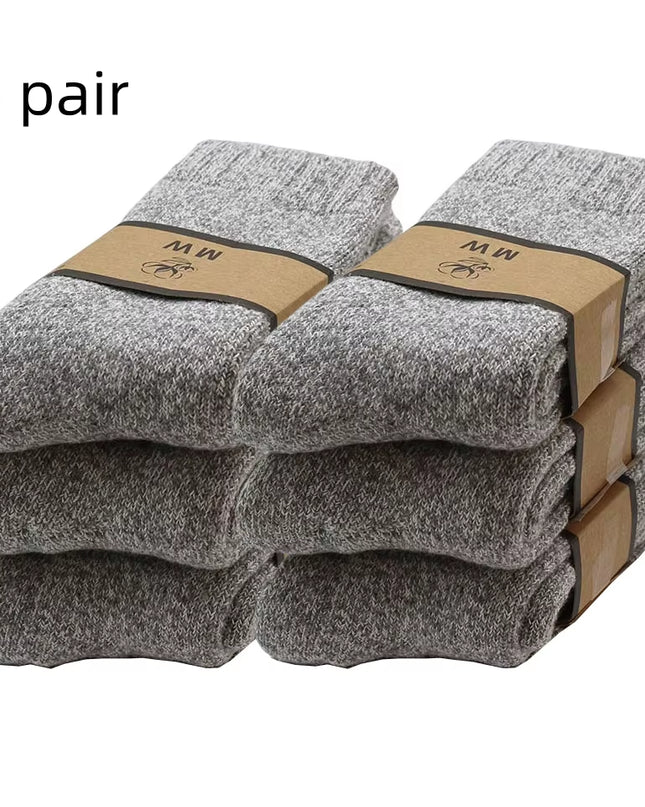 Winter Men'S Merino Wool Socks Super Thick Warm High Quality Harajuku Retro Snow Casual Antifreeze Cashmere Socks Men 3 Pair