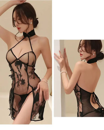 Hot Lace Lingerie Sexy Costume Sexy Erotic Lingerie for Women Open Bra Crotchless Sex Underwear Porno Babydoll Dress