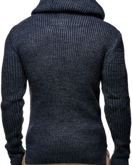 Men’S Knitted Pullover | Long-Sleeved Slim Fit Shirt | Basic Longsleeve Sweatshirt with Shawl Collar for Men