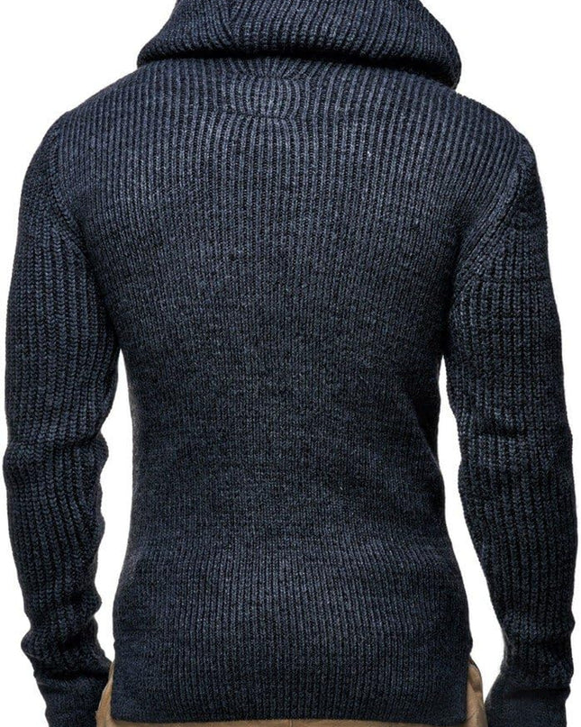 Men’S Knitted Pullover | Long-Sleeved Slim Fit Shirt | Basic Longsleeve Sweatshirt with Shawl Collar for Men