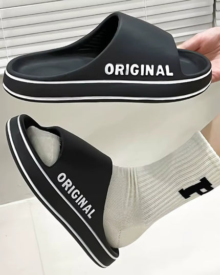 Women Letter Slippers Beach Slides Solid Color Mens Thick Sole Indoor Bathroom anti Slip Shoes Summer Couple Sandals