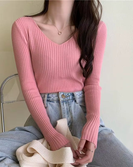 2025 Autumn Winter Women Sweaters Casual Long Sleeve Knitted Pullover Sweater Femme Basic Solid Jersey Tops Fashion Clothes