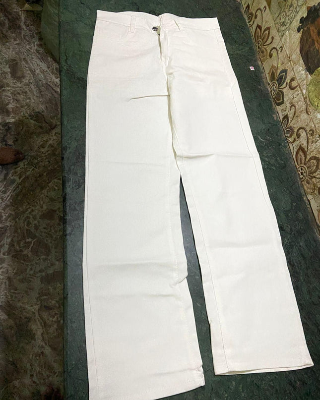 Men's Loose Fit Mid Rise White Jeans