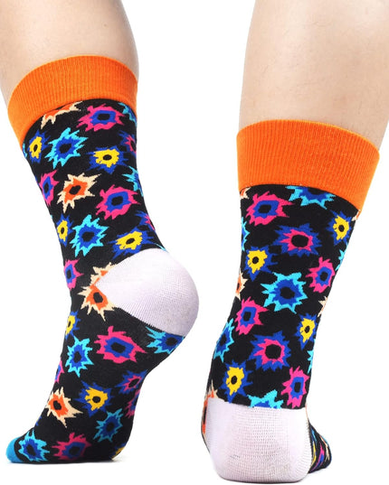 Mens Colorful Bright Dress Funky Novelty Patterned Design Socks 8 Pairs