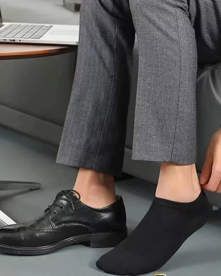 10 Pairs Men'S Polyester Boat Socks New Style Black White Grey Business Men Stockings Soft Breathable Summer for Male