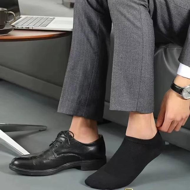 10 Pairs Men'S Polyester Boat Socks New Style Black White Grey Business Men Stockings Soft Breathable Summer for Male