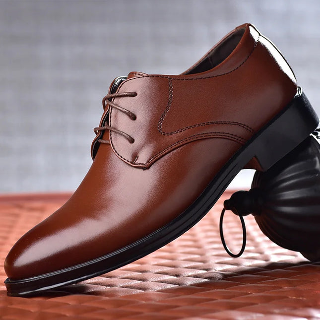 Men Dressing Shoes Formal for Men'S Casual Shoe Leather Social Wedding Designer Pointed Toe Black Office Winter Shoes Brand 2023
