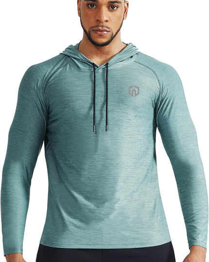 Men'S Dry Fit Athletic Shirt Workout Running Long Sleeve Shirts with Hoods