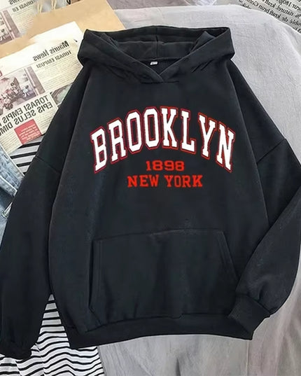 Brooklyn Letter Print Hooded Sweater Fashion Hoodie Kids Hip Hop Street Ladies New York Autumn Clothing Hoodie for Women