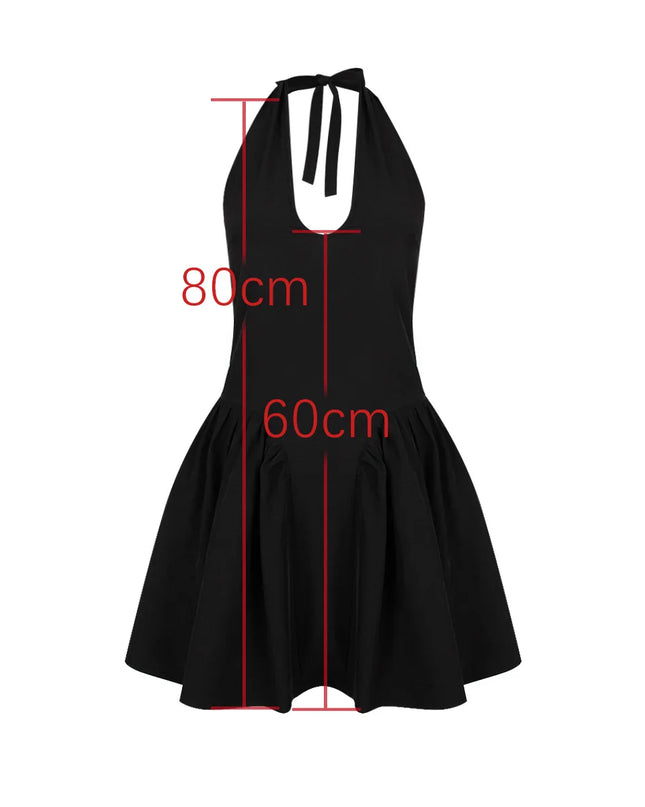 Summer Elegant and Beautiful Women'S Dresses 2024 Halter Short Party Dresses Black Flare Dress Sexy Lady'S Clothing
