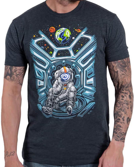 Solitude Mens Graphic Tee - Cool Novelty Design Crewneck T Shirts for Guys (Navy, Small)