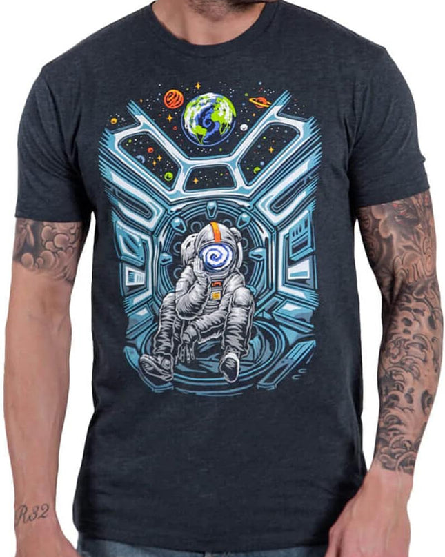 Solitude Mens Graphic Tee - Cool Novelty Design Crewneck T Shirts for Guys (Navy, Small)