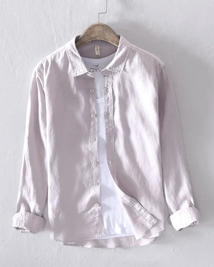 New Designer Italy Style 100% Linen Long-Sleeved Shirt Men Brand Casual 5 Colors Solid White Shirts for Men Top Camisa Chemise