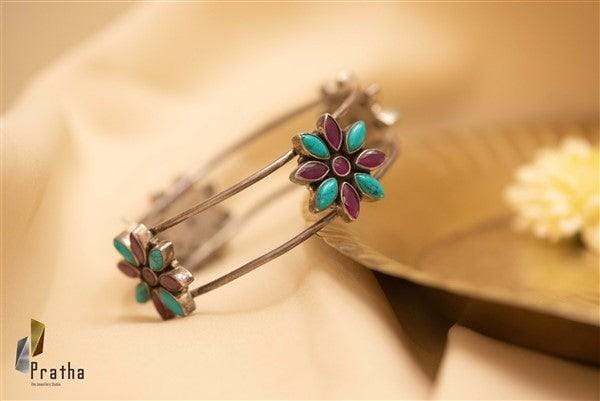Turquoise & ruby bangle-0