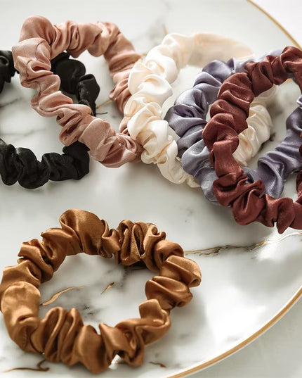 6/18Pcs Elegant Hair Scrunchies Women Minimalist Simulation Silk Hair Ties Solid Color Elastic Loop Ponytail Hair Accessories