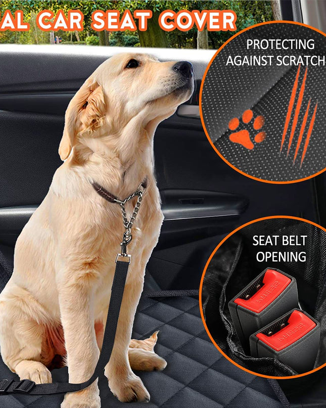 Dog Car Seat Cover, Back Seat Cover for Dogs Pet Car Seat Protector Waterproof Bench Car Seat Cover, Non-Slip Reat Seat Cover Fits Middle Armrest for Most Cars Trucks Suvs - Black