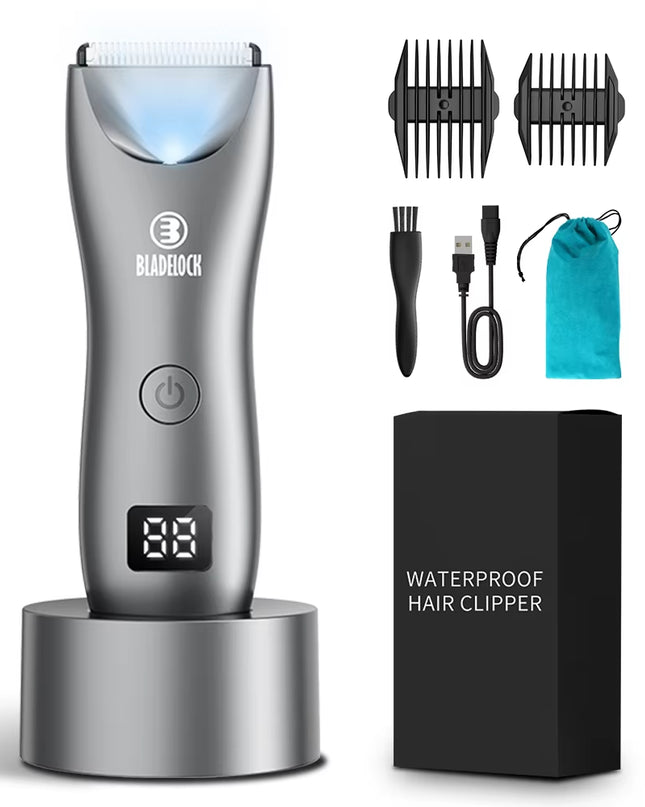 Men's Professional Groin Hair Trimmer and Body Grooming Clipper - Rechargeable Ceramic Shaver and Bikini Epilator