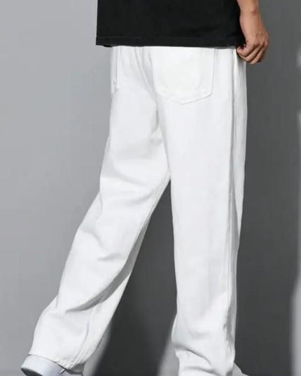 Men's Loose Fit Mid Rise White Jeans