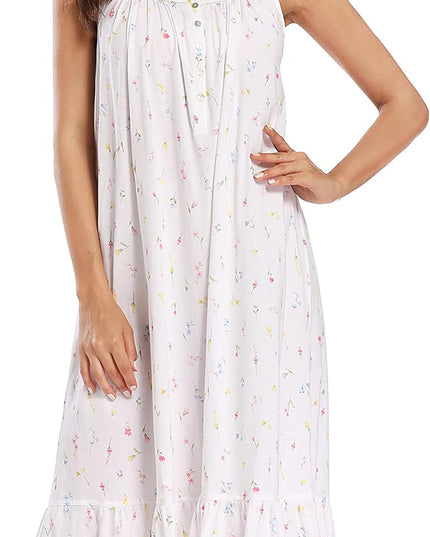100% Cotton Nightgowns for Women Soft Ladies Gowns Sleepwear Long Sleeveless Nightgown