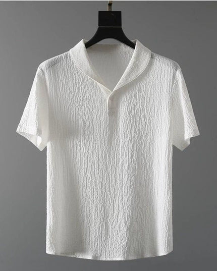 Men's Crinkled Co-Ord Set White