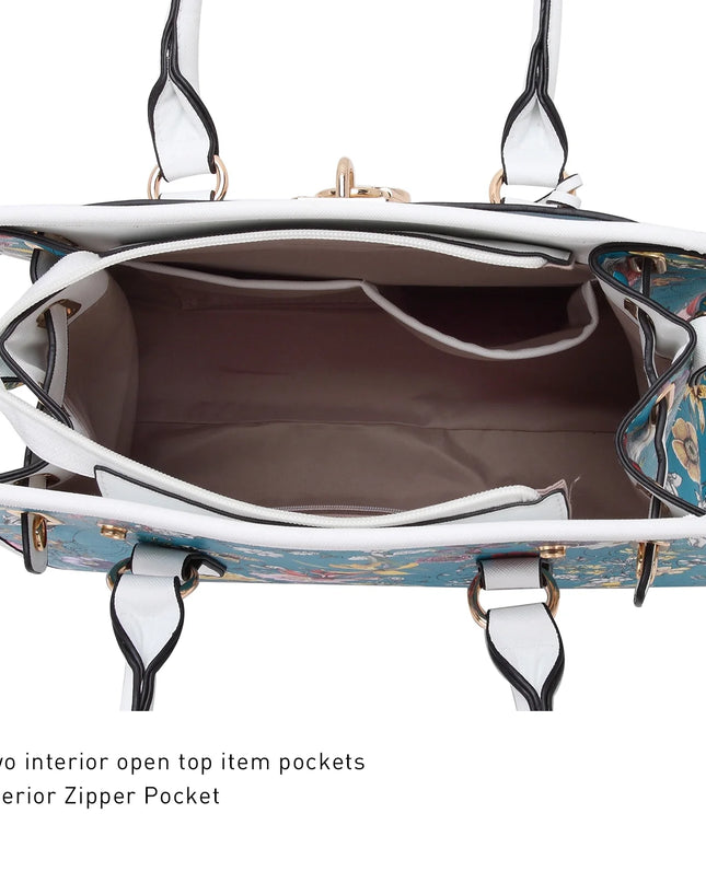 Women Structured Handbags Top Handle Satchel Purse Shoulder Bag Briefcase Hobo Bag Set 2Pcs
