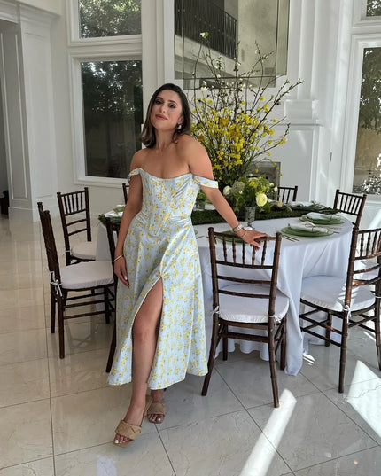 Mingmingxi Summer Dress Woman 2023 Trendy Green Long Lace up Beach Dress Elegant Split Midi Corset Dress Women Clothing