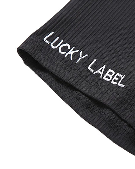 2021 New Women Solid Color Long Sleeve Summer Bodycon Playsuit Square Collar Ribbed Letter Embroidery Short Romper Sexy