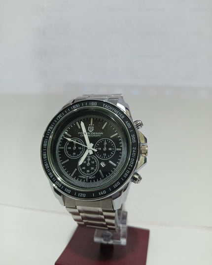 Men Silver Stainless Steel Strap Watch