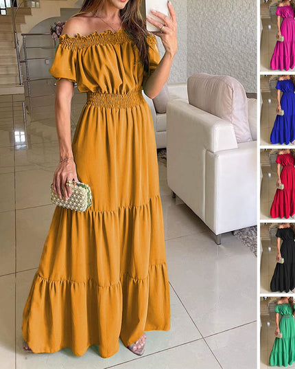 Boho Dresses for Women 2024 Summer Sexy off Shoulder Solid Color Flare Sleeve Tunic Dress Women Casual Mini Sundress Vestido