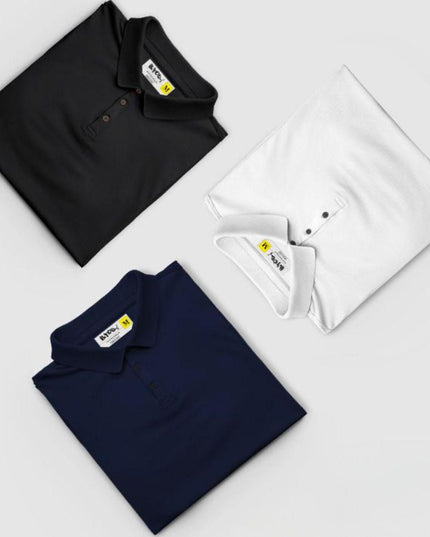 Poly Cotton Solid Half Sleeves Mens Polo T-shirt (Pack of 3)