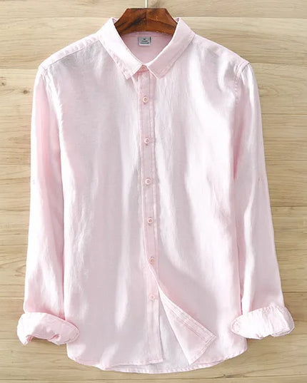 New Designer Italy Style 100% Linen Long-Sleeved Shirt Men Brand Casual 5 Colors Solid White Shirts for Men Top Camisa Chemise