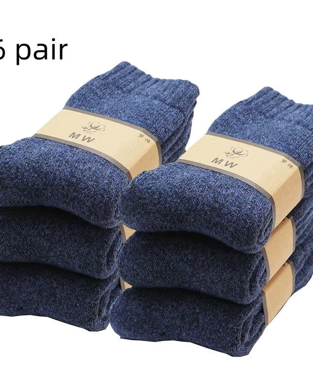 Winter Men'S Merino Wool Socks Super Thick Warm High Quality Harajuku Retro Snow Casual Antifreeze Cashmere Socks Men 3 Pair