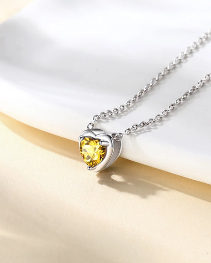 Silver Necklace 925 Sterling Silver Birthstone Love Heart Necklace Gifts for Women