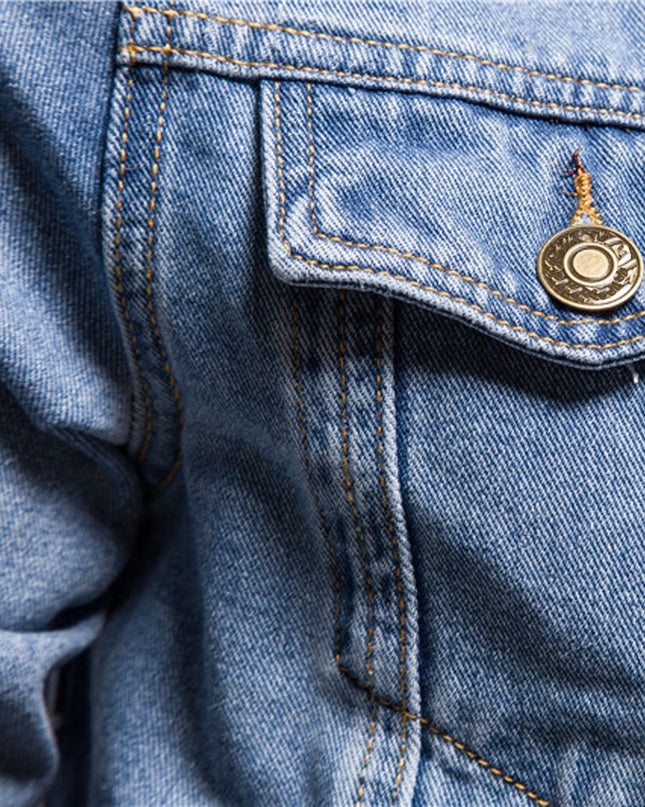 Men Oversized Denim Jacket plus Size Lightweight Button down Lapel Jean Coat Big and Tall Outwear Jackets