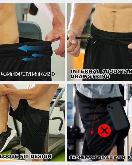 Athletic Shorts for Men with Pockets and Elastic Waistband Quick Dry Activewear
