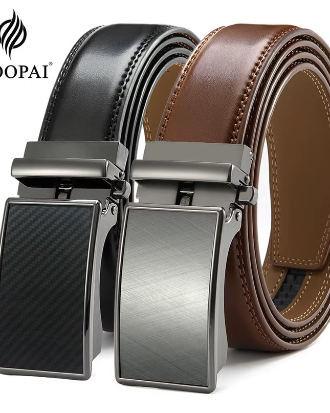 Mens Leather Belt Automatic Genuine Leather Belts Belt Male Leisure Fashion Ratchet Belts for Men Pants Waistband Ремень