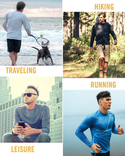 Men'S Long Sleeve UV Shirts Sun Protection UPF 50+ Shirt SPF Lightweight Quick Dry Rash Guard for Hiking Fishing Ocean Blue Size L