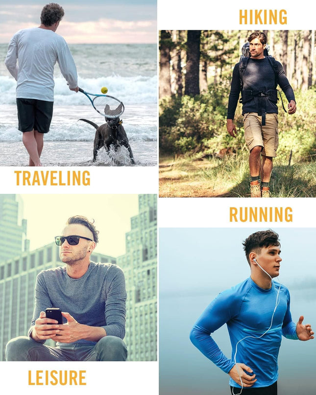 Men'S Long Sleeve UV Shirts Sun Protection UPF 50+ Shirt SPF Lightweight Quick Dry Rash Guard for Hiking Fishing Ocean Blue Size L