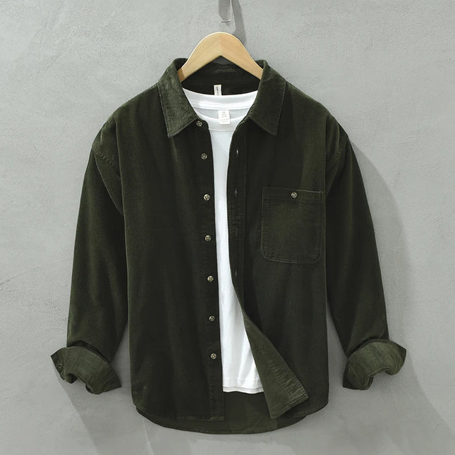New Italy Quality Corduroy Cotton Shirt Men Brand Trend Thickness Long Sleeve Comfortable Tops Clothing Chemise Homme Drop-Ship
